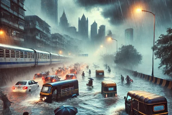 heavy rains disrupting Mumbai city.