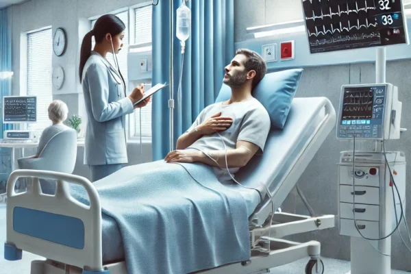 Heart Attack Surge in Karnataka: Possible Link to COVID-19 Vaccines? Investigation Underway heart patient in a hospital setting,